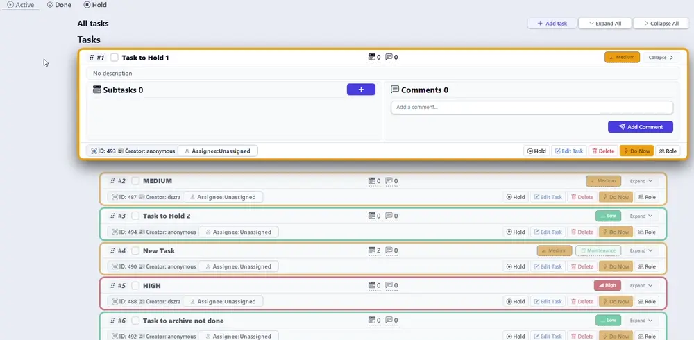 On-Hold Tasks